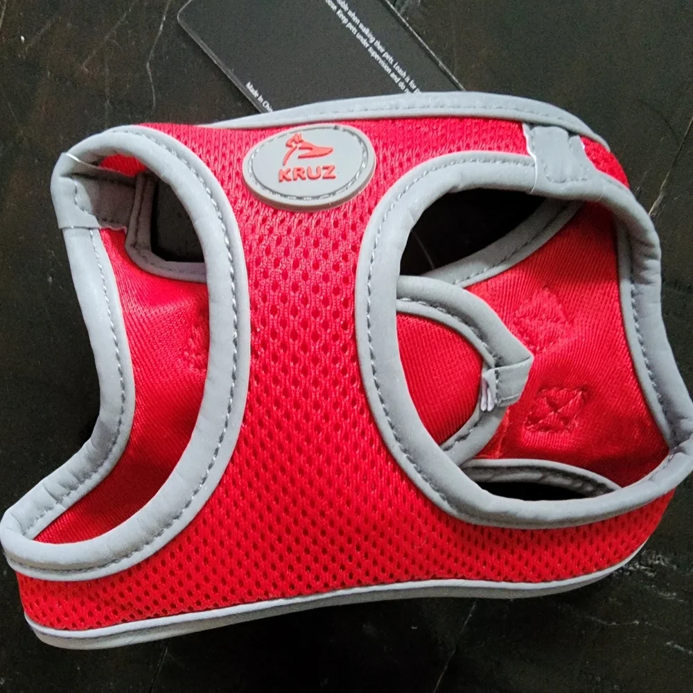 NWT Kruz Reflective Dual Layered  Mesh Dog Harness Limited Edition Red Size XS
